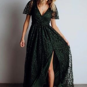 NWT Green Vine Embossed Maxi Dress